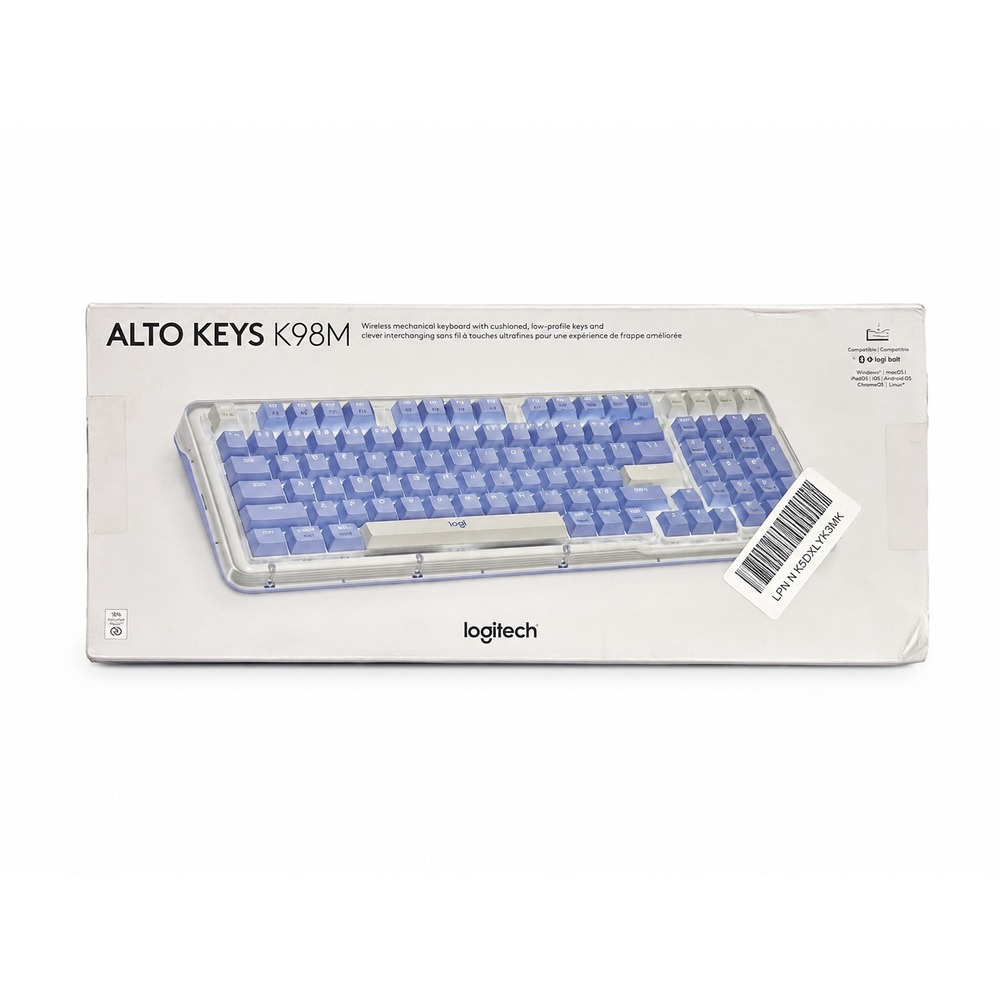 Logitech Alto Keys K98M Wireless Mechanical Keyboard Lilac Purple Bluetooth Bolt
